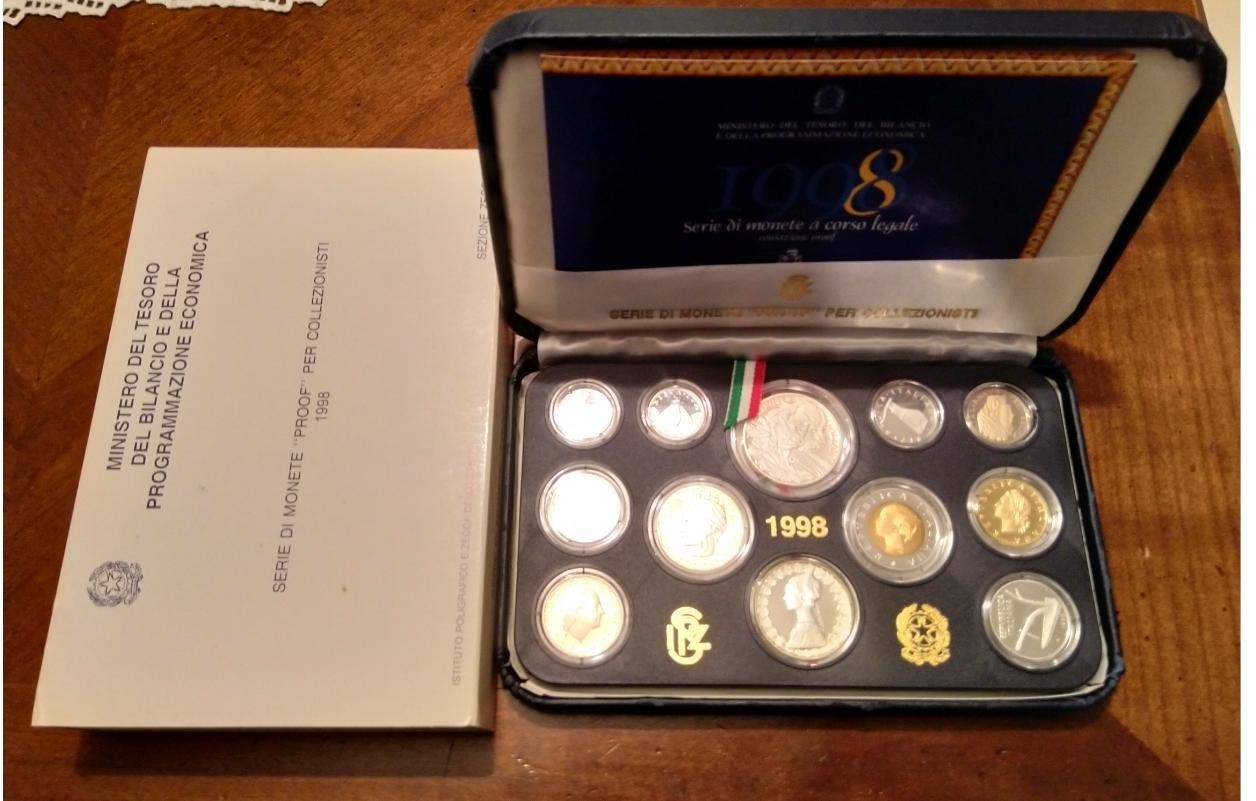 NL* ITALIA Divisionale 1998 con 500-1000 Lire in Argento G. L. BERNINI PROOF SET