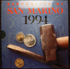 NL* San Marino Serie Divisionale 1994 10 Valori con 1000 Lire Argento FDC set