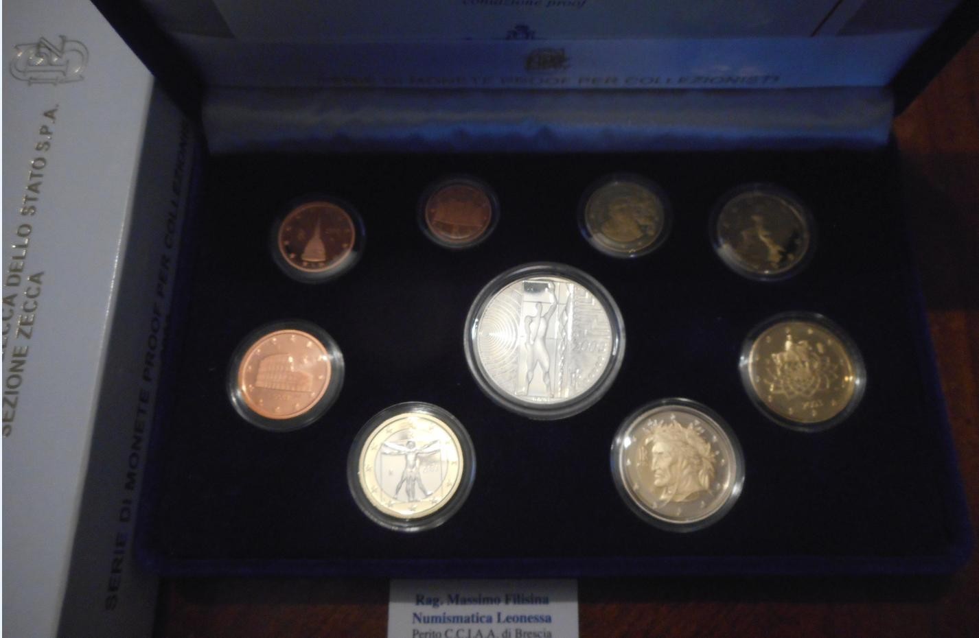 NL* ITALIA Divisionale 2003 9 Valori con 5 EURO ARGENTO PROOF Set zecca