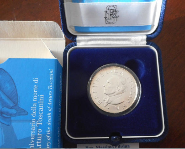 NL* ITALIA REPUBBLICA 5 Euro ARGENTO 2007 ARTURO TOSCANINI FDC set ZECCA