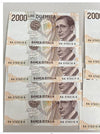 NL* Banconota BANCA ITALIA Lotto 10 PEZZI 2000 Lire MARCONI CONSECUTIVE FDS A2