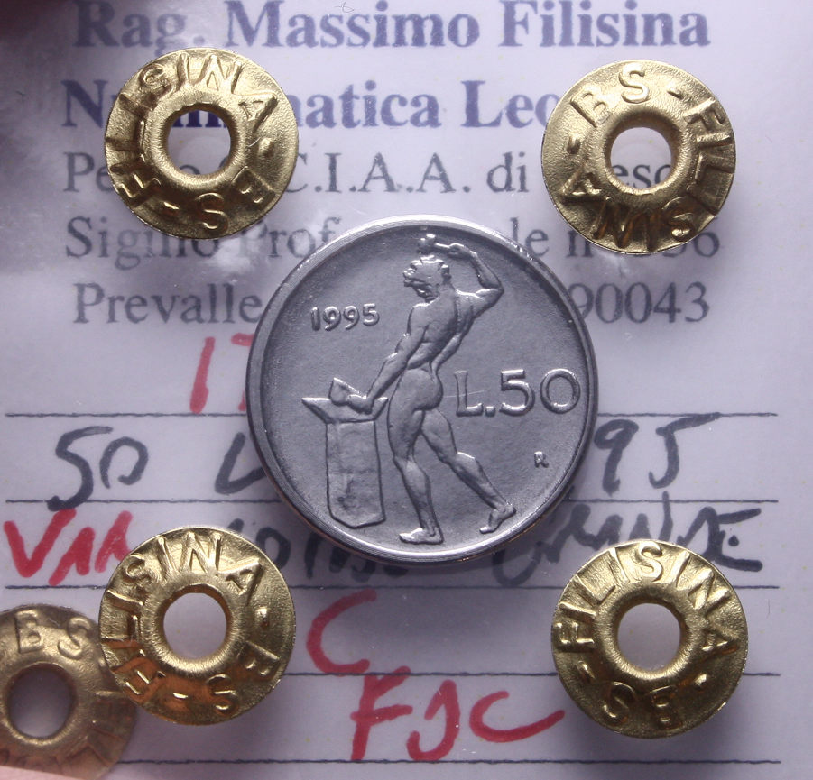 NL* Repubblica Italiana 50 LIRE 1995 ROMBO GRANDE FDC Perizia Filisina Massimo