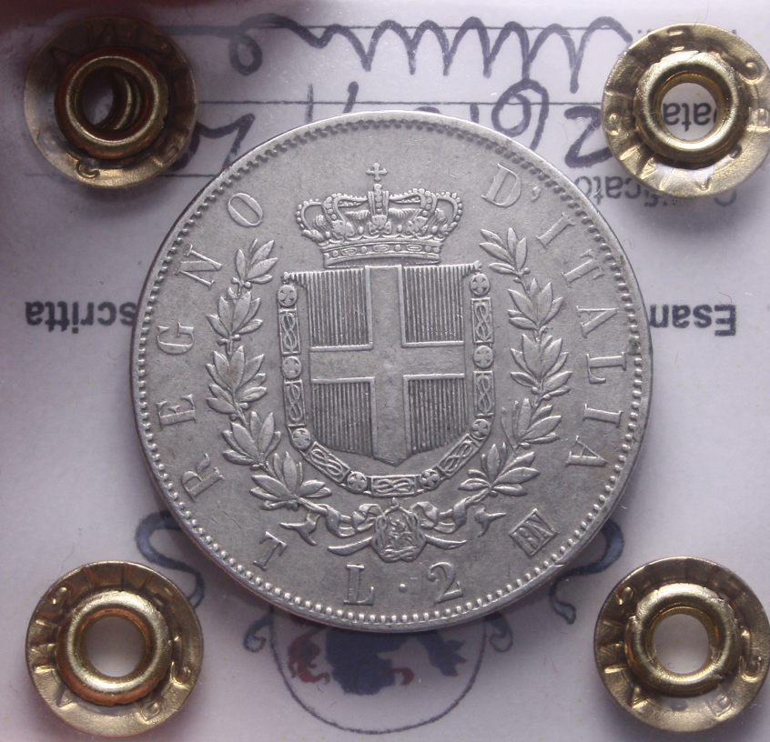 NL* VEII 2 LIRE ARGENTO STEMMA 1863 TORINO BB/SPL Perizia Filisina Massimo