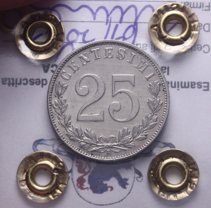 NL* VEIII ITALIA 25 CENTESIMI VALORE 1902 RARA QSPL Perizia Filisina Massimo