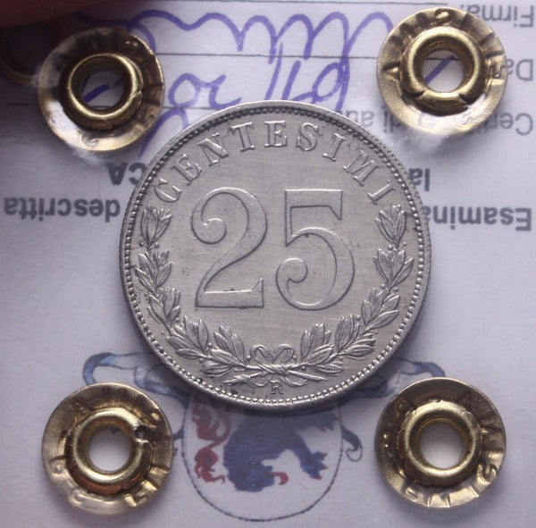 NL* VEIII ITALIA 25 CENTESIMI VALORE 1902 RARA QSPL Perizia Filisina Massimo