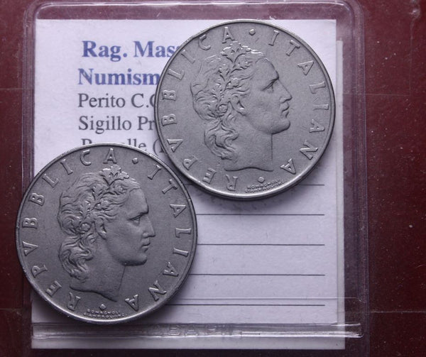 NL* ITALIA LOTTO 2 PEZZI da 50 LIRE VULCANO 1958 RARI eccellente conservazione