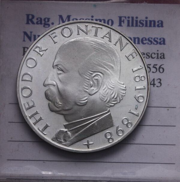 NL* GERMANY GERMANY 5 MARK SILVER 1969 THEODORE FONTANE Proof FS