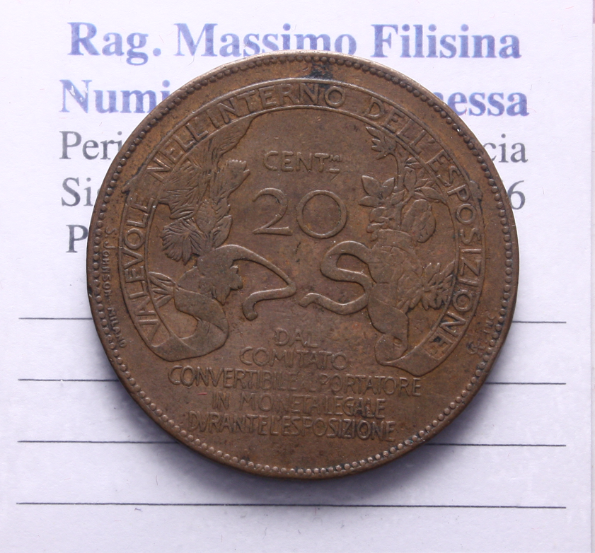 NL* VEIII BUONO 20 CENTESIMI 1906 ESPOSIZIONE di MILANO come da foto * 2