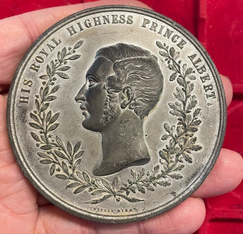 NL* LONDRA PRINCIPE ALBERTO MEDAGLIA BRONZO Argentato 1851 Esposizione di LONDRA