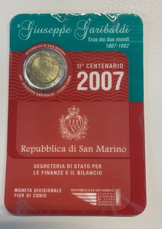 NL* SAN MARINO 2 Euro 2007 GIUSEPPE GARIBALDI FDC WITHOUT box