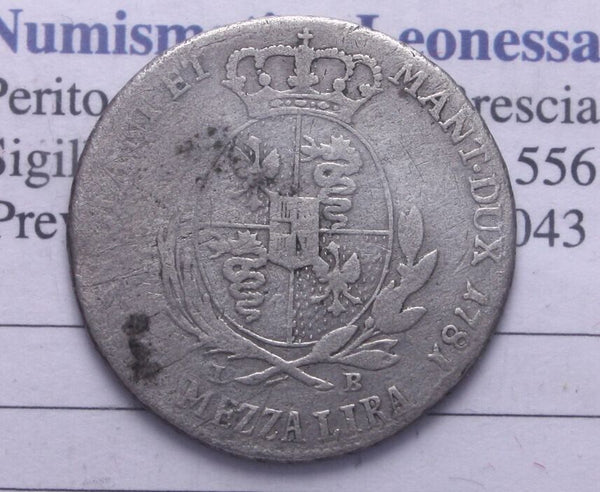 NL* MILAN JOSEPH II 1/2 HALF LIRA Silver 1781 EXTREMELY RARE RRR *R3* unobtainable