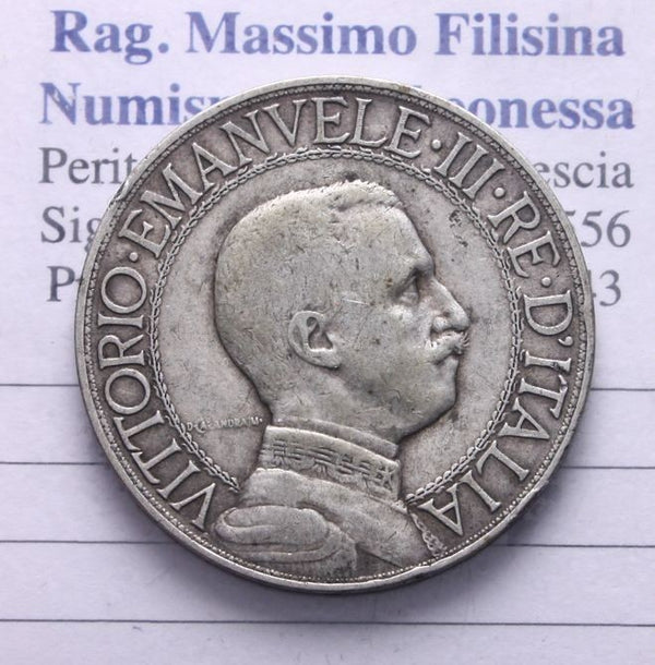 NL* VEIII RE D'ITALIA 2 Lire ARGENTO 1908 QUADRIGA VELOCE ottima conservazione