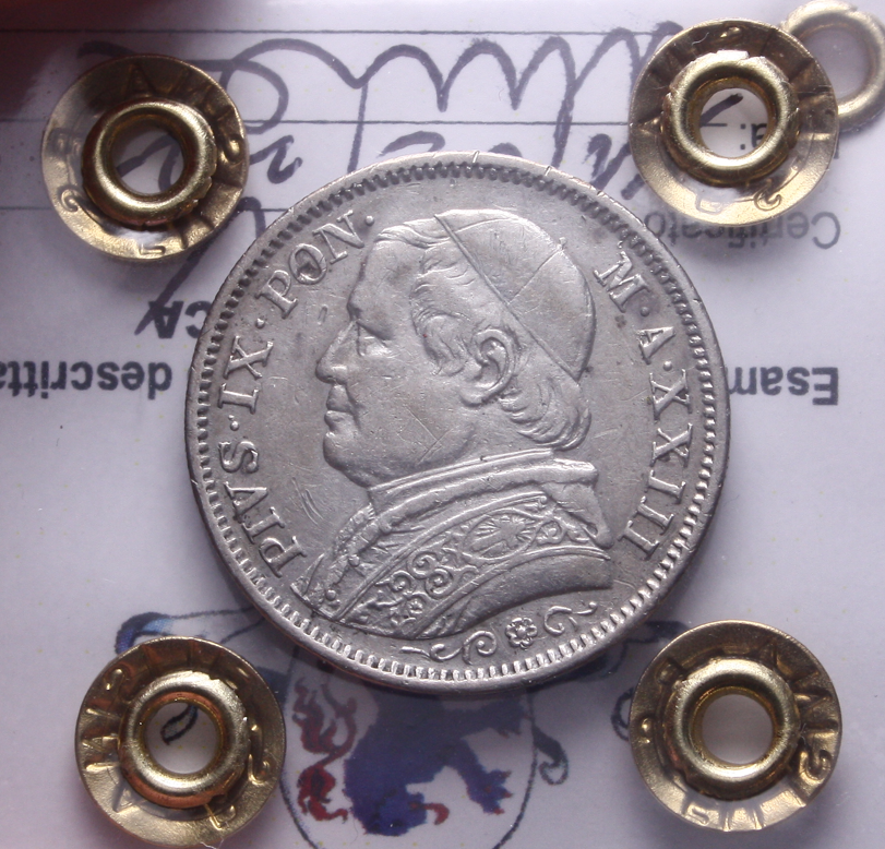 NL* STATO PONTIFICIO PIO IX 1 LIRA Ag. 1868 XXIII RARA BB/SPL Perizia Filisina