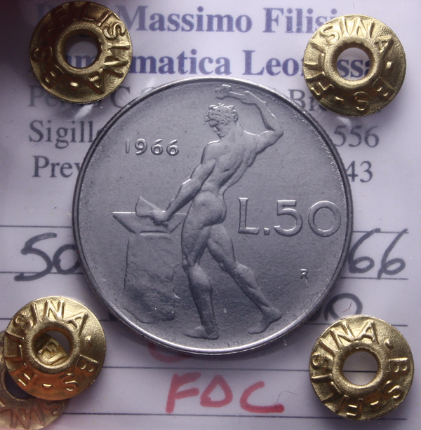 NL* Italia Repubblica 50 LIRE VULCANO 1966 FDC Perizia Filisina Massimo