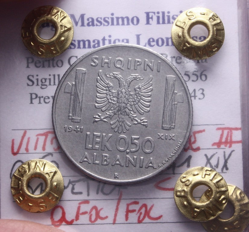 NL* VEIII ALBANIA 0,50 LEK 1941 XIX MAGNETICA QFDC/FDC Perizia Filisina Massimo