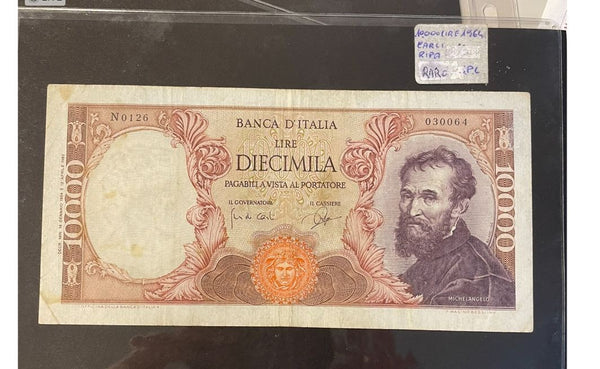 NL* BANCA D'ITALIA Banconota 10000 Lire MICHELANGELO 14 GENNAIO 1964 030064