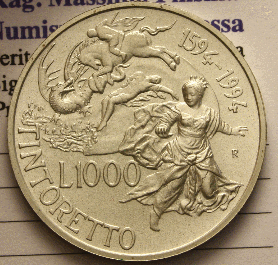 NL* ITALIA 1000 Lire ARGENTO 1994 IL TINTORETTO FDC FIOR DI CONIO da divisionale
