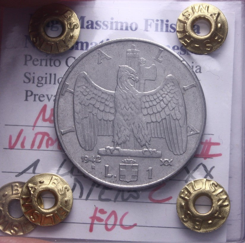 NL* VEIII Italia 1 LIRA IMPERO 1942 XX FDC Perizia Filisina Massimo