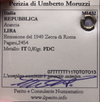NL* Italia Repubblica 1 LIRA ARANCIA 1949 FDC Perizia Moruzzi Umberto