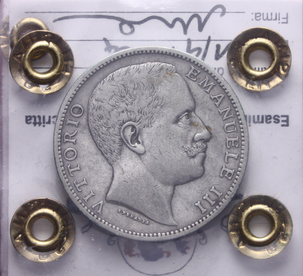 NL* VEIII ITALIA 2 Lire Argento 1902 AQUILA SABAUDA RARA BB Perizia Filisina