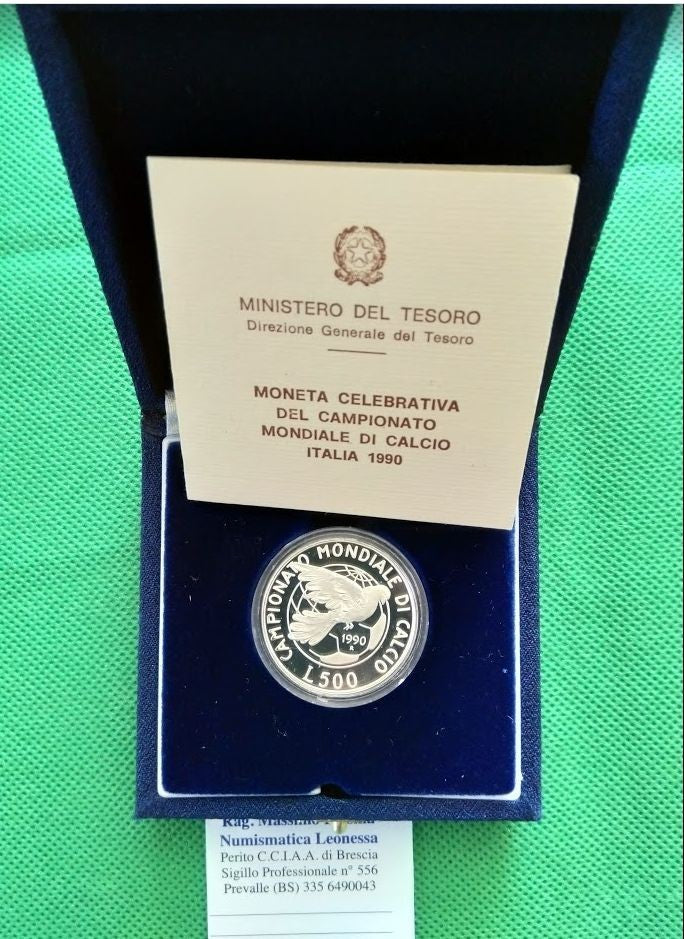 NL*ITALIA 500 Lire Argento 1990 MONDIALI CALCIO ITA 90 PROOF SET Originale zecca