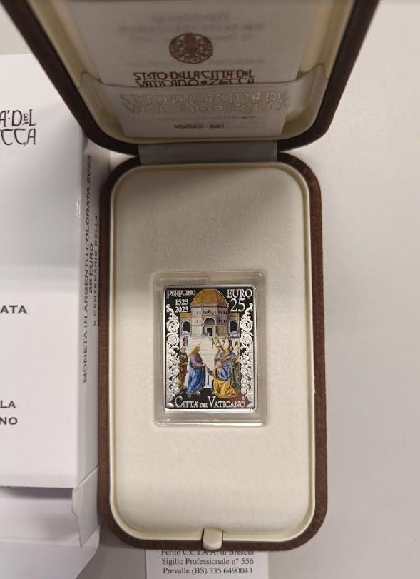NL*VATICANO FRANCESCO 25 EURO ARGENTO 2023 V CENTENARIO PERUGINO Proof set Zecca