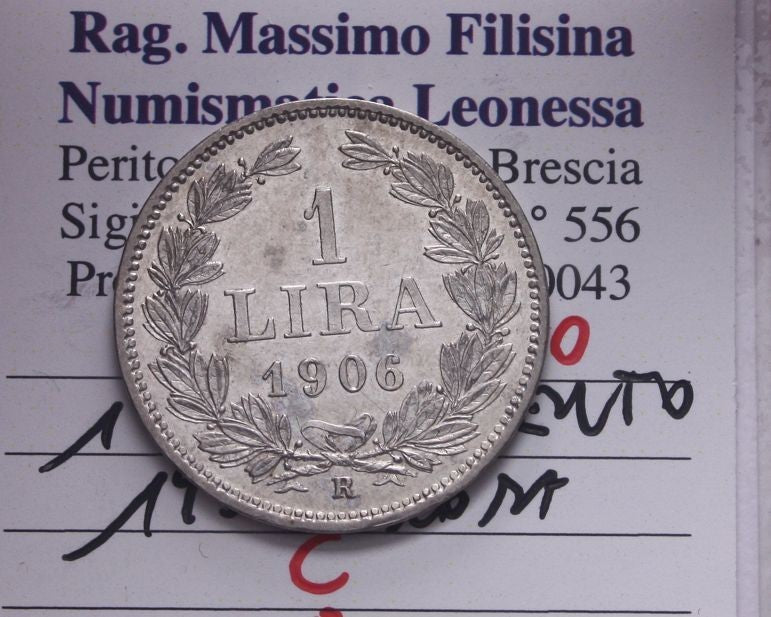 NL* SAN MARINO 1 LIRA Argento 1906 ROMA Q.FDC/FDC Perizia Filisina Massimo
