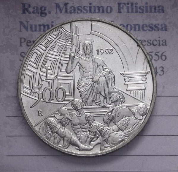 NL*ITALIA 500 Lire Argento 1992 PIERO Della FRANCESCA FDC da Divisionale zecca