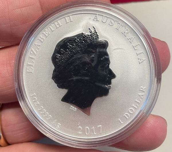 NL* AUSTRALIA 1 Dollaro 2017 Serie Lunar ANNO DEL GALLO 1 Oncia Argento Puro