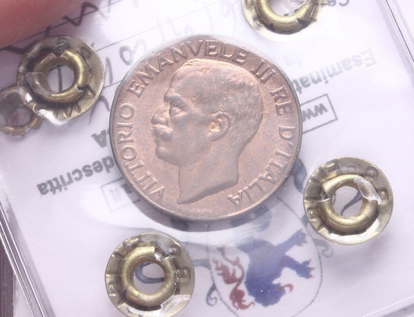 NL*VEIII 5 CENTESIMI SPIGA 1937 RARA QFDC SEGNETTO RAME ROSSO Perizia Filisina