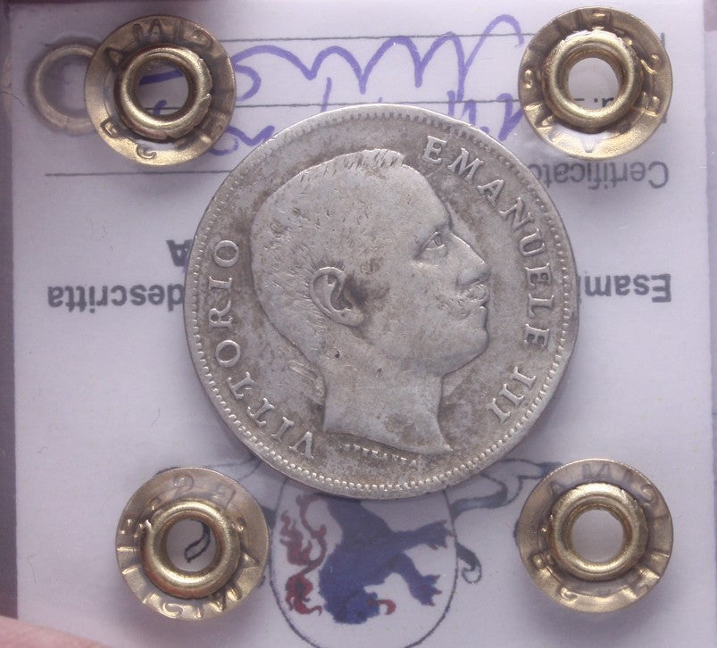 NL* VEIII 1 LIRA ARGENTO AQUILA SABAUDA 1905 R2 MB Perizia Filisina Massimo