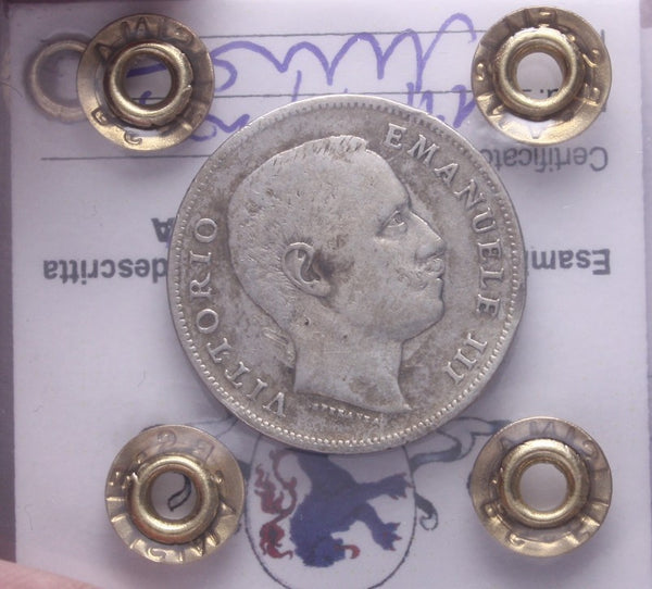 NL* VEIII 1 LIRA ARGENTO AQUILA SABAUDA 1905 R2 MB Perizia Filisina Massimo