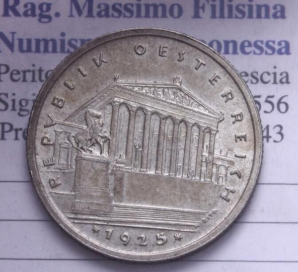 NL* AUSTRIA REPUBBLICA 1 SHILLING 1925 Parlamento superba conservazione