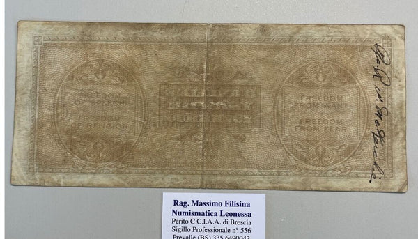 NL* ITALY Banknote MILITARY OCCUPATION 1000 AM LIRE 1943 A Bilingual *898A