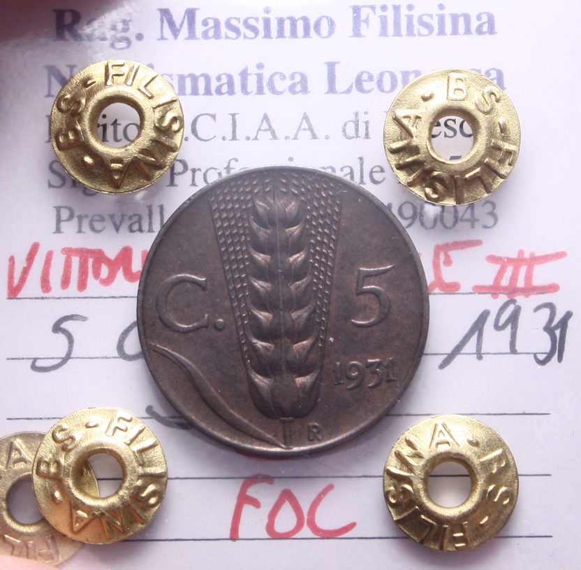 NL*VEIII Italia 5 CENTESIMI SPIGA 1931 FDC Perizia Filisina Massimo