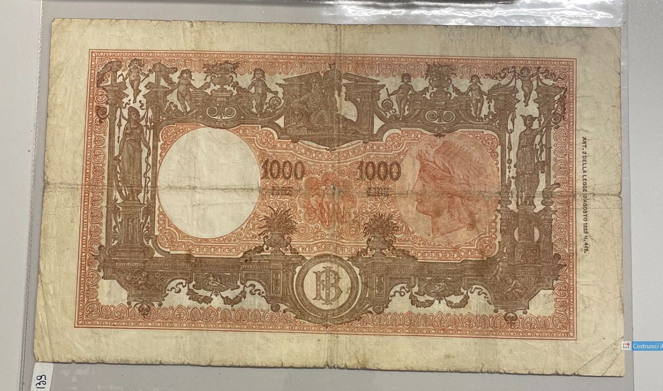 NL* BANCA D'ITALIA Banconota 1000 LIRE BARBETTI M GRANDE 18 GENNAIO 1947 W2262