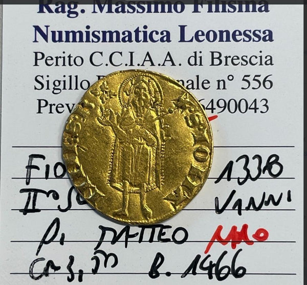 NL* FIRENZE FIORINO in ORO II SEMESTRE 1338 VANNI di MATTEO RARO splendida cons.
