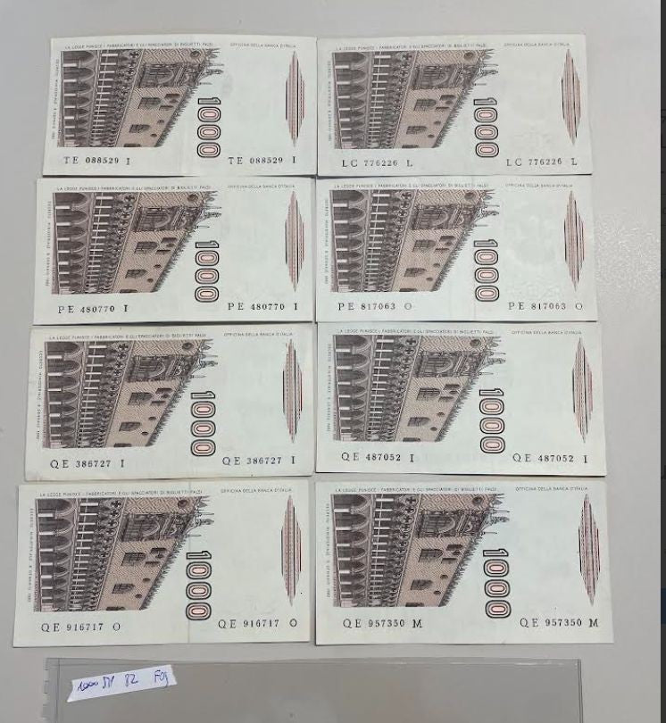 NL* BANCA D' ITALIA lotto 8Z 8 BANCONOTE 1000 Lire Marco Polo FIOR DI STAMPA