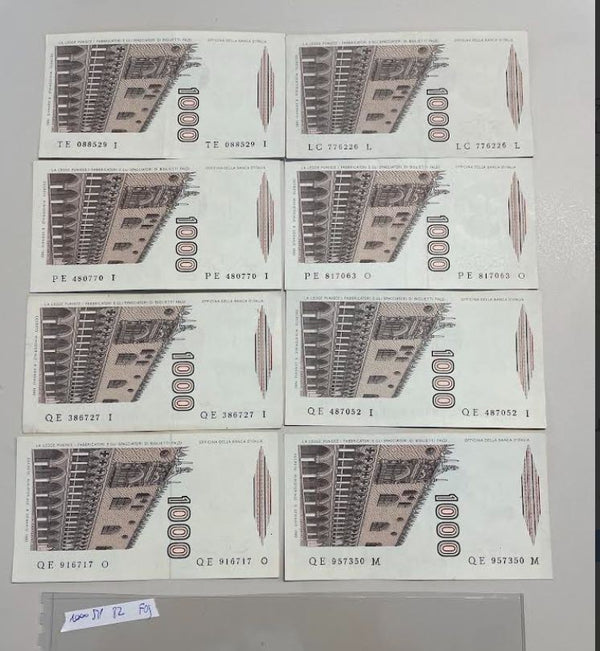 NL* BANCA D' ITALIA lotto 8Z 8 BANCONOTE 1000 Lire Marco Polo FIOR DI STAMPA