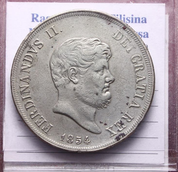 NL* NAPOLI FERDINANDO II Piastra 120 GRANA argento 1854 SPLENDIDA conservazione