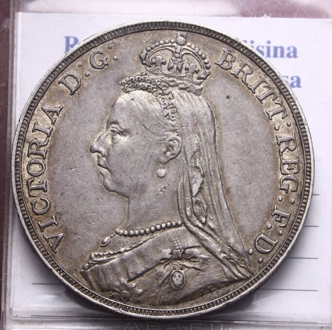 NL* INGHILTERRA REGINA VITTORIA SILVER CROWN Corona Argento 1889 Super con patin