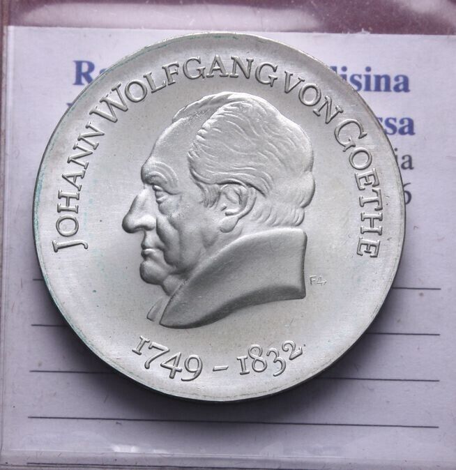 NL* DDR EAST GERMANY 20 DM SILVER 1969 J.W. VON GOETHE FDC - Unc