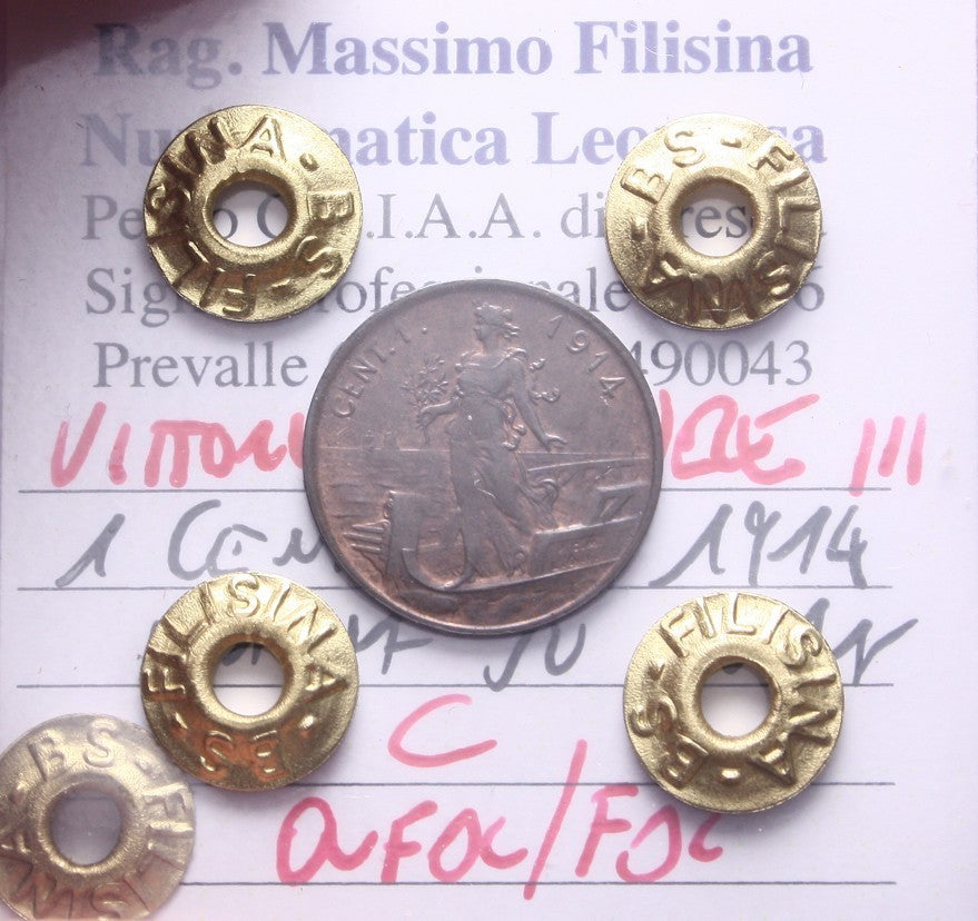 NL* VEIII Italia 1 CENTESIMO 1914 ITALIA SU PRORA QFDC/FDC Perizia Filisina