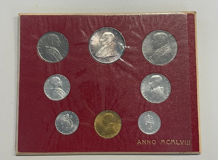 NL* ROME POPE PIUS XII 1958 Series 8 values 500 100 50 20 10 5 2 1 Lira FDC OK