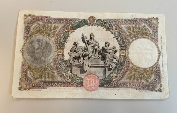 NL* BANK OF ITALY 500 LIRE HARVESTER Banknote 23 AUGUST 1943 RRR R3 2569 M294