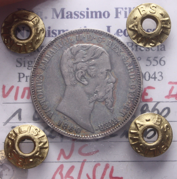 NL* SAVOIA VEII 1 Lira Argento 1860 MILANO NC BB/SPL Perizia Filisina Massimo