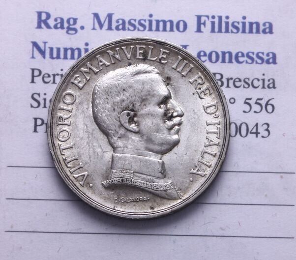 NL* VIII Italy 1 LIRA SILVER 1917 QUADRIGA BRIOSA SUPER as per photos