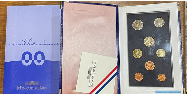 NL* FRANCIA Monnaie de Paris Coffret 2000 8 Valori IN EURO FONDO SPECCHIO PROOF