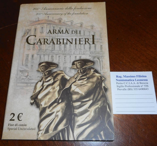 NL* ITALIA Repubblica 2 EURO 2014 200° Anniversario ARMA DEI CARABINIERI FDC Set