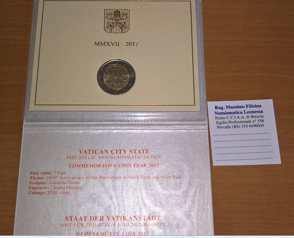 NL* CITTA' DEL VATICANO FRANCESCO 2 Euro 2017 MARTIRIO SANTI PIETRO E PAOLO FDC